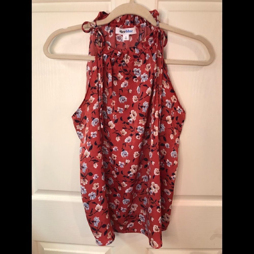 Alice Blue halter blouse with dogwood flowers
